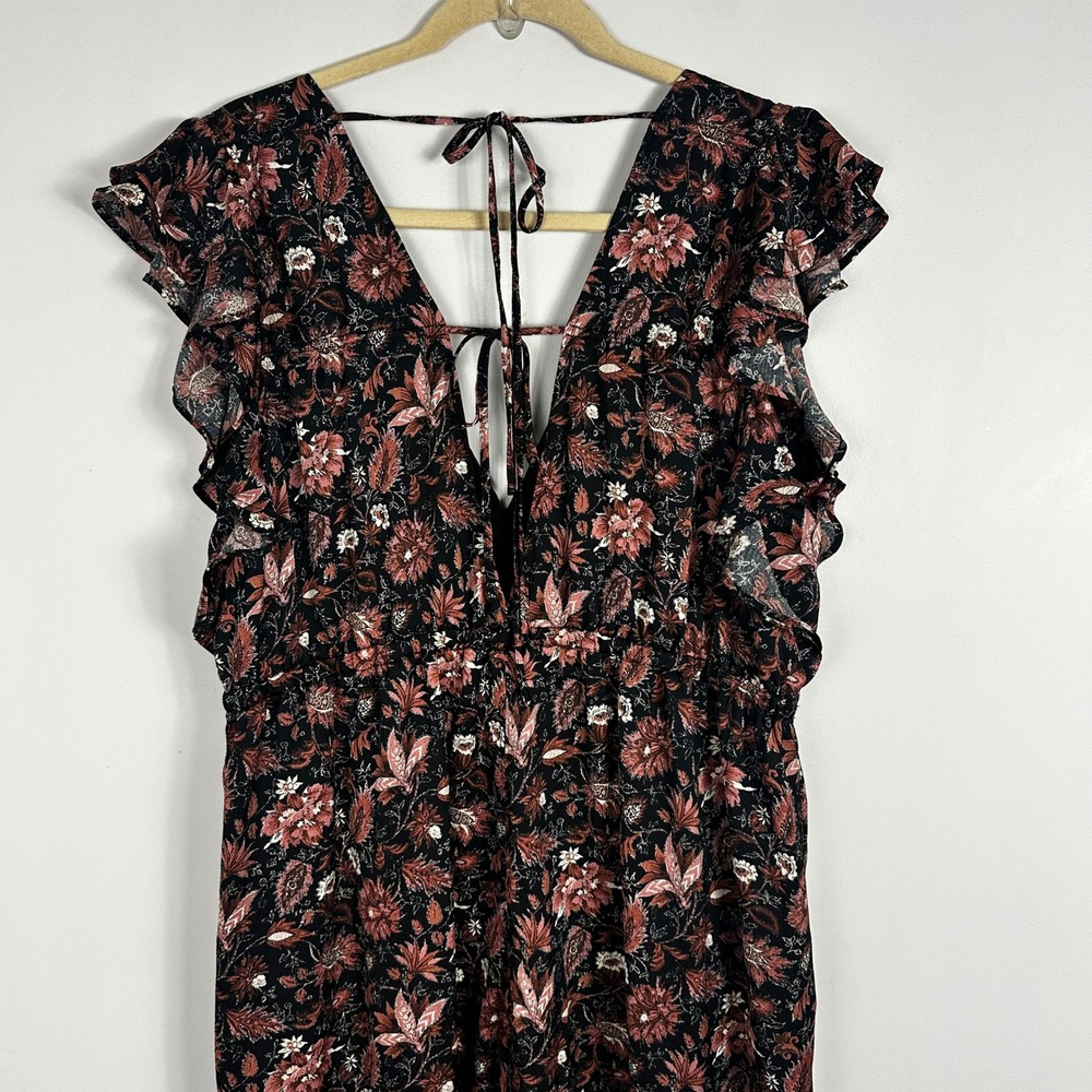 Madewell Dark Floral Wide Leg Jumpsuit Ruffle Womens Size 3X NEW Pampas Blooms - Picture 8 of 16